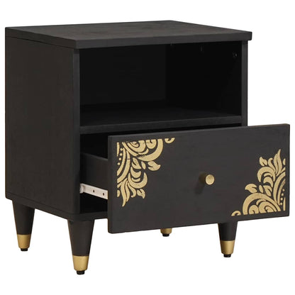 vidaXL Bedside Cabinet Black 40 x 33 x 46 cm Solid Mango Wood