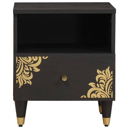 vidaXL Bedside Cabinet Black 40 x 33 x 46 cm Solid Mango Wood