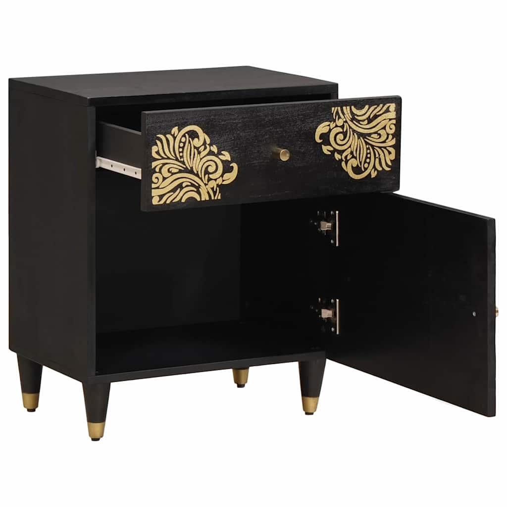 vidaXL Bedside Cabinet with Door with Drawer Black 50 x 33 x 60 cm