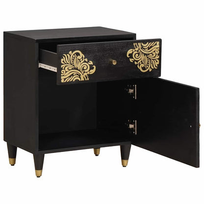 vidaXL Bedside Cabinet with Door with Drawer Black 50 x 33 x 60 cm