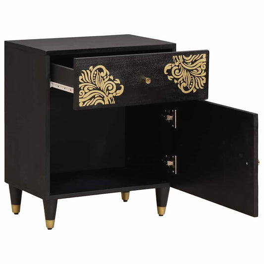 vidaXL Bedside Cabinet with Door with Drawer Black 50 x 33 x 60 cm