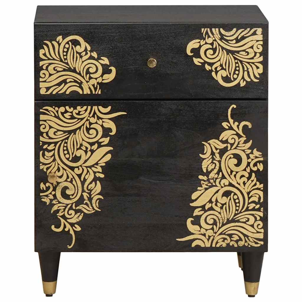 vidaXL Bedside Cabinet with Door with Drawer Black 50 x 33 x 60 cm