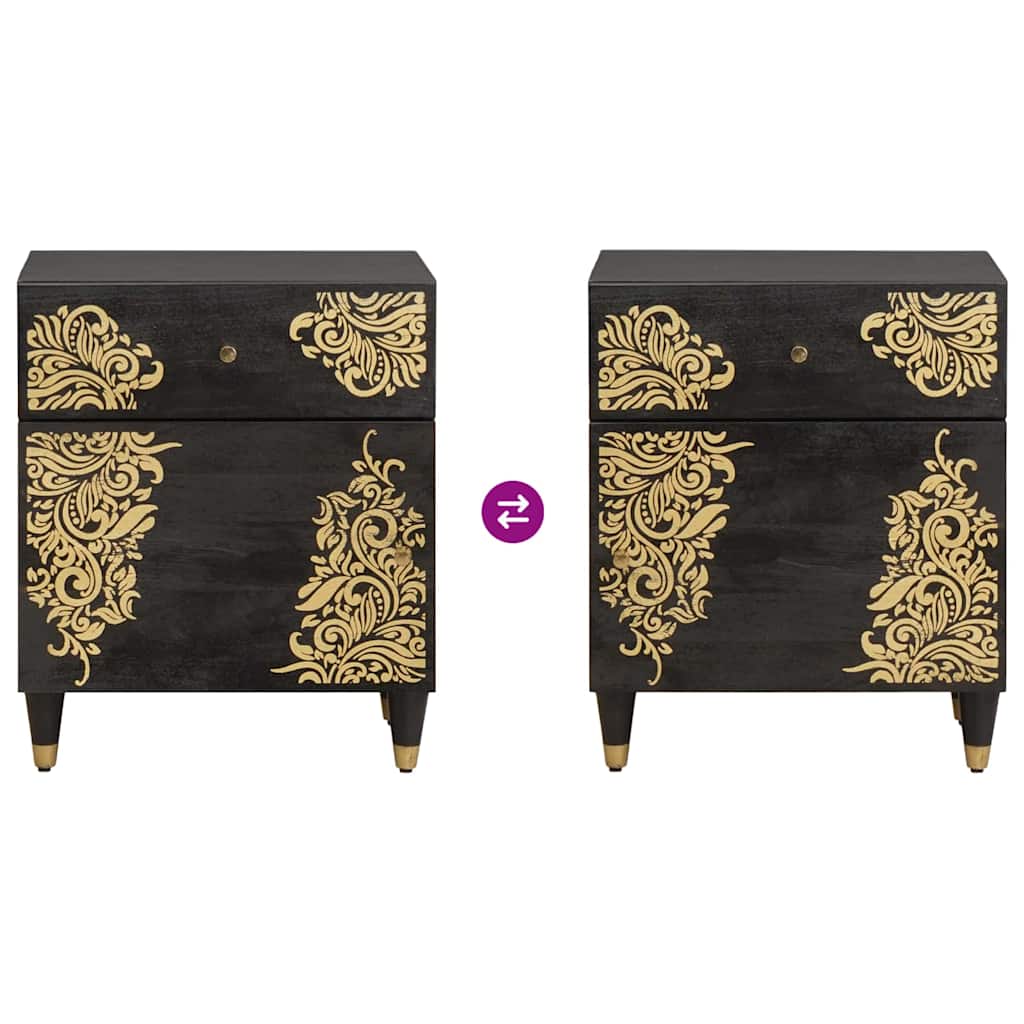 vidaXL Bedside Cabinet with Door with Drawer Black 50 x 33 x 60 cm
