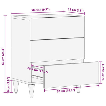 vidaXL Bedside Cabinet Black 50 x 33 x 62 cm Solid Mango Wood