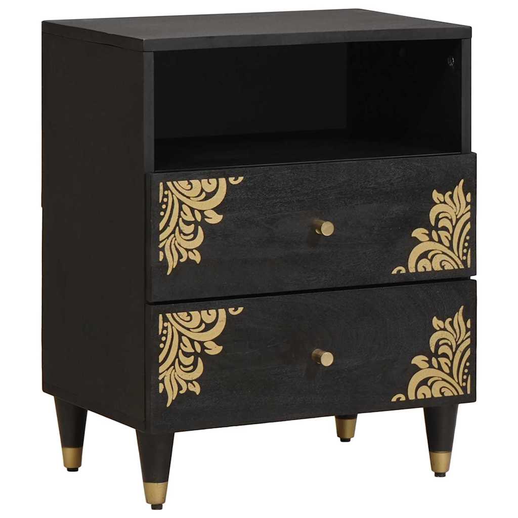 vidaXL Bedside Cabinet Black 50 x 33 x 62 cm Solid Mango Wood