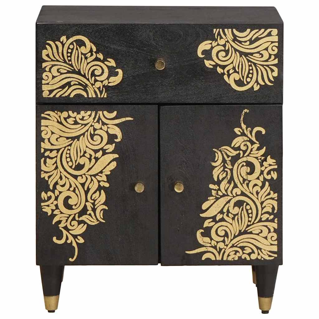 vidaXL Bedside Cabinet with Door with Drawer Black 50 x 33 x 60 cm