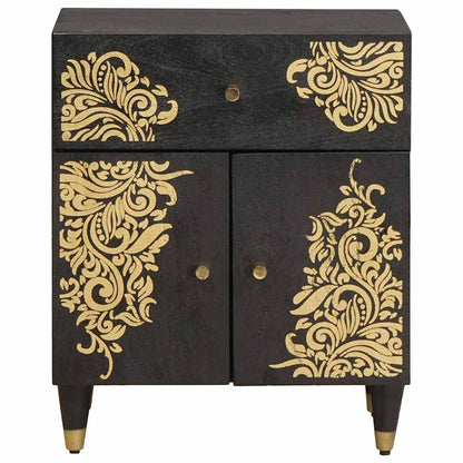 vidaXL Bedside Cabinet with Door with Drawer Black 50 x 33 x 60 cm