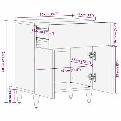 vidaXL Bedside Cabinet with Door with Drawer Black 50 x 33 x 60 cm