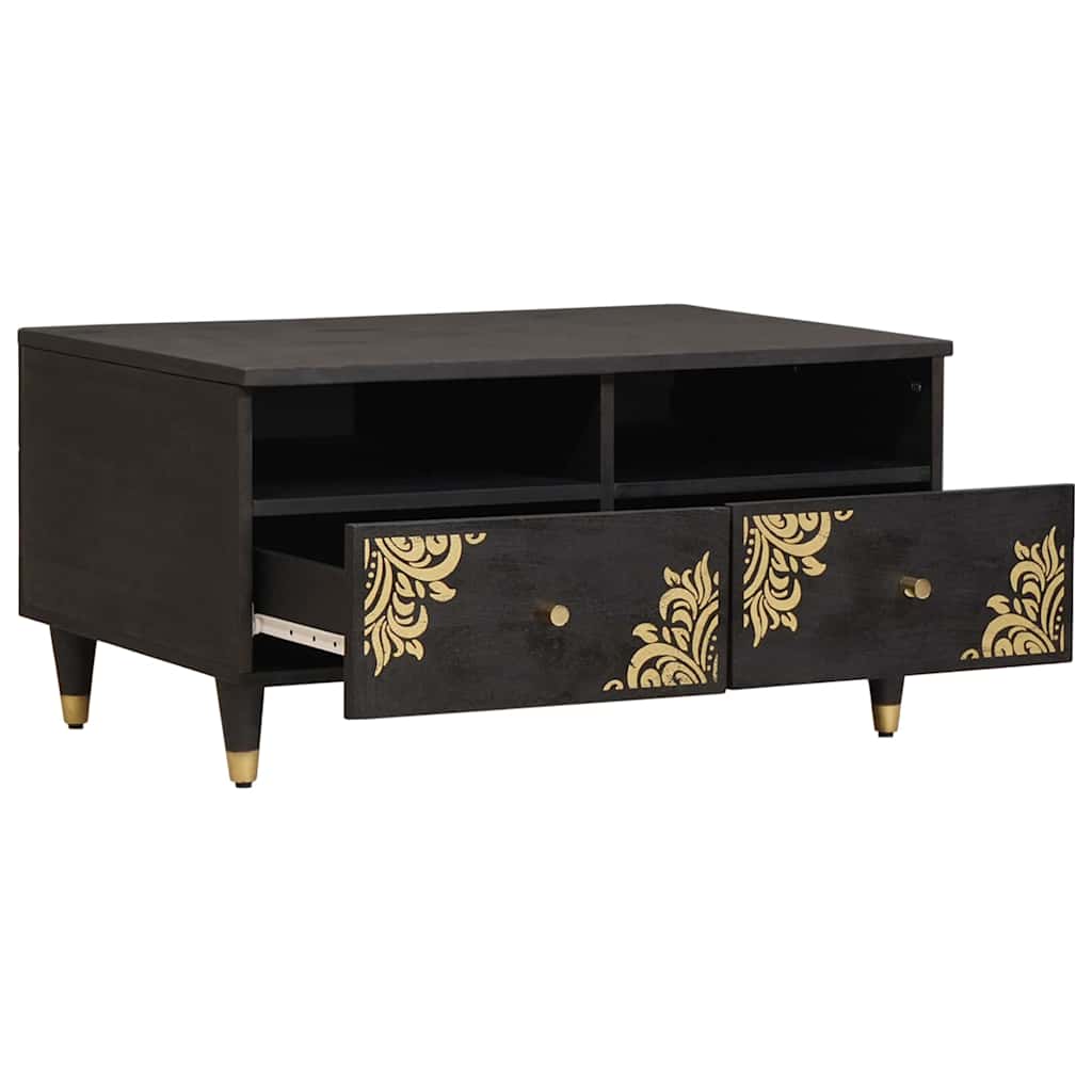vidaXL Coffee Table with Drawer Black 80 x 54 x 40 cm Solid Mango Wood
