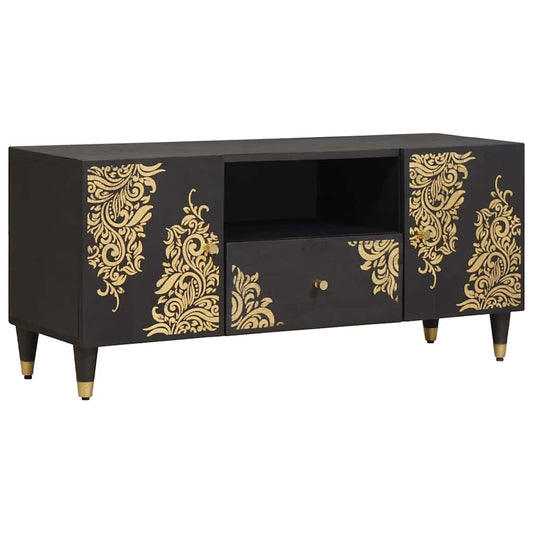 vidaXL TV Cabinet with Drawer Black 105 x 33 x 46 cm Solid Mango Wood