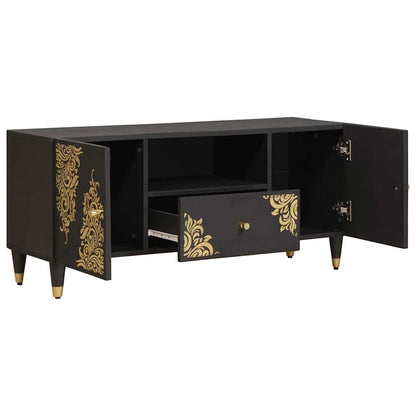 vidaXL TV Cabinet with Drawer Black 105 x 33 x 46 cm Solid Mango Wood