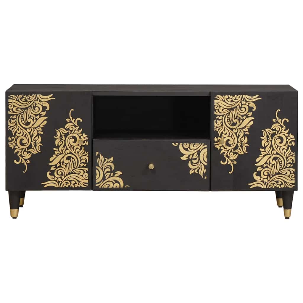 vidaXL TV Cabinet with Drawer Black 105 x 33 x 46 cm Solid Mango Wood