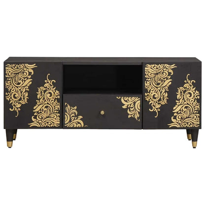 vidaXL TV Cabinet with Drawer Black 105 x 33 x 46 cm Solid Mango Wood