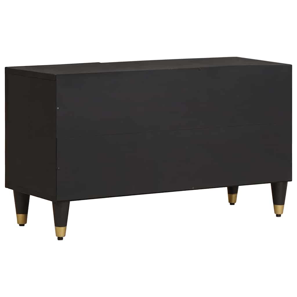 vidaXL TV Cabinet with Shelf Black 80 x 33 x 46 cm Solid Mango Wood