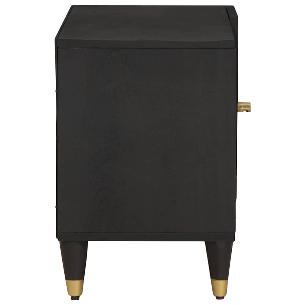 vidaXL TV Cabinet with Shelf Black 80 x 33 x 46 cm Solid Mango Wood