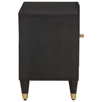 vidaXL TV Cabinet with Shelf Black 80 x 33 x 46 cm Solid Mango Wood