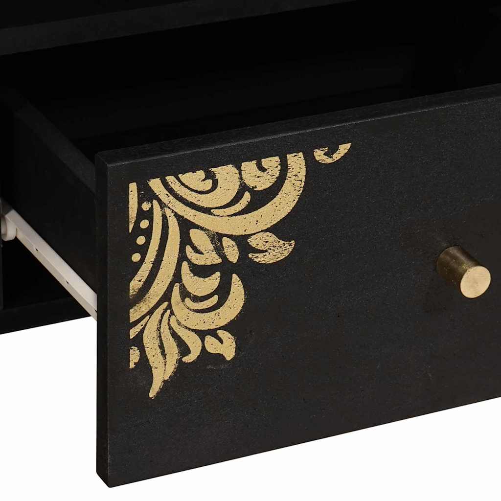 vidaXL TV Cabinet with Drawer Black 100 x 33 x 46 cm Solid Mango Wood