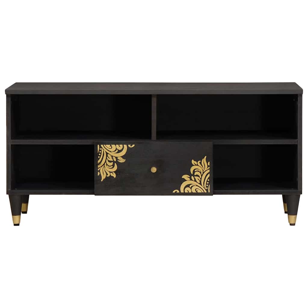 vidaXL TV Cabinet with Drawer Black 100 x 33 x 46 cm Solid Mango Wood