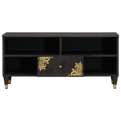 vidaXL TV Cabinet with Drawer Black 100 x 33 x 46 cm Solid Mango Wood