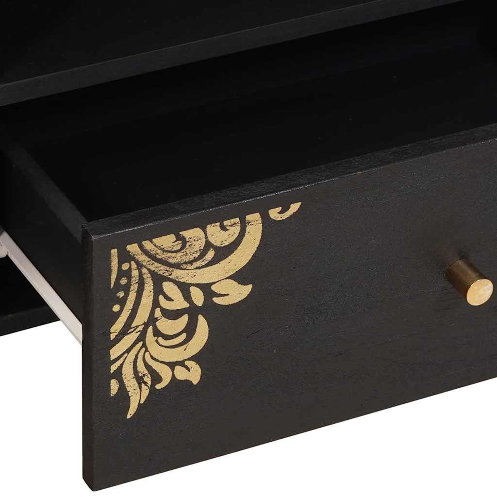 vidaXL TV Cabinet with Drawer Black 80 x 33 x 46 cm Solid Mango Wood