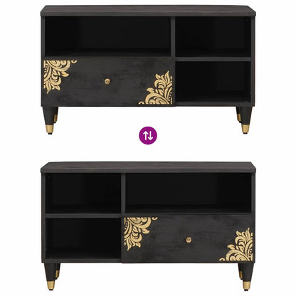 vidaXL TV Cabinet with Drawer Black 80 x 33 x 46 cm Solid Mango Wood