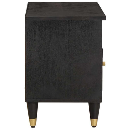 vidaXL TV Cabinet with Drawer Black 80 x 33 x 46 cm Solid Mango Wood