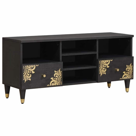 vidaXL TV Cabinet with Drawer Black 100 x 33 x 46 cm Solid Mango Wood