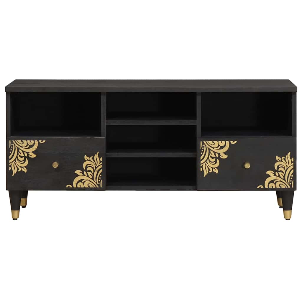 vidaXL TV Cabinet with Drawer Black 100 x 33 x 46 cm Solid Mango Wood