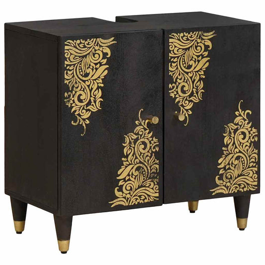 vidaXL Sink cabinet with Door Black 62 x 33 x 58 cm Solid Mango Wood