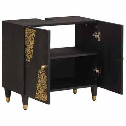 vidaXL Sink cabinet with Door Black 62 x 33 x 58 cm Solid Mango Wood