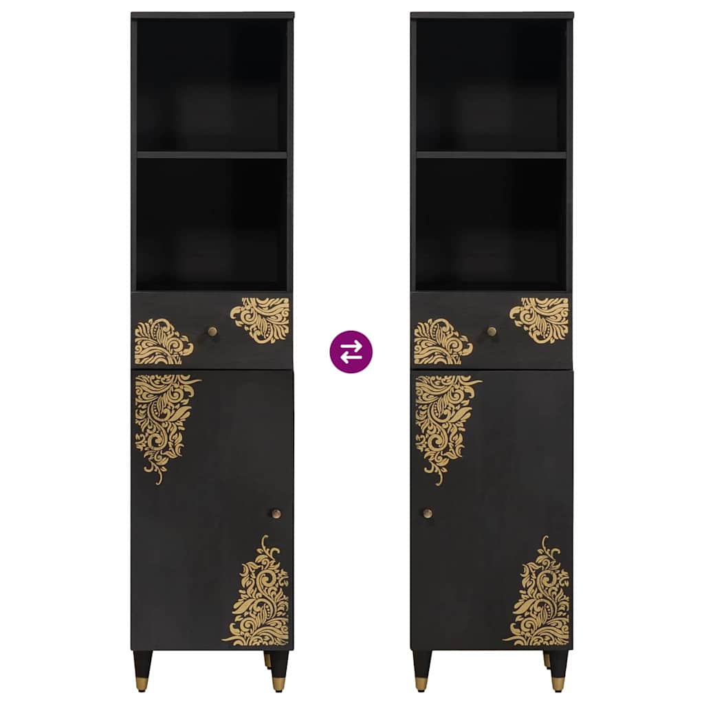 vidaXL Bathroom Cabinet Black 38 x 33 x 160 cm Solid Mango Wood