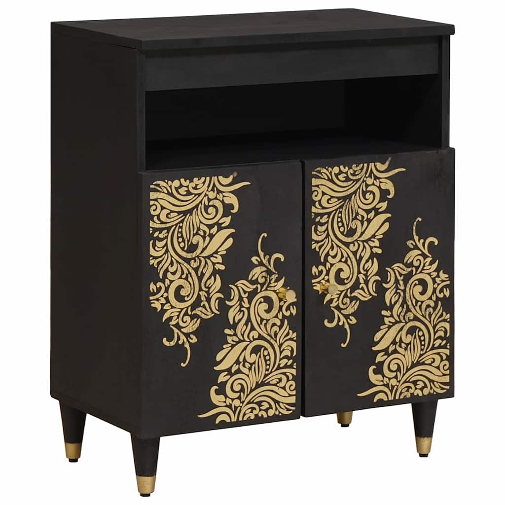 vidaXL Sideboard with Shelf Black 60 x 33 x 75 cm Solid Mango Wood