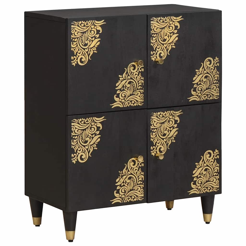 vidaXL Sideboard with Shelf Black 60 x 33 x 75 cm Solid Mango Wood