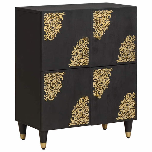 vidaXL Sideboard with Shelf Black 60 x 33 x 75 cm Solid Mango Wood