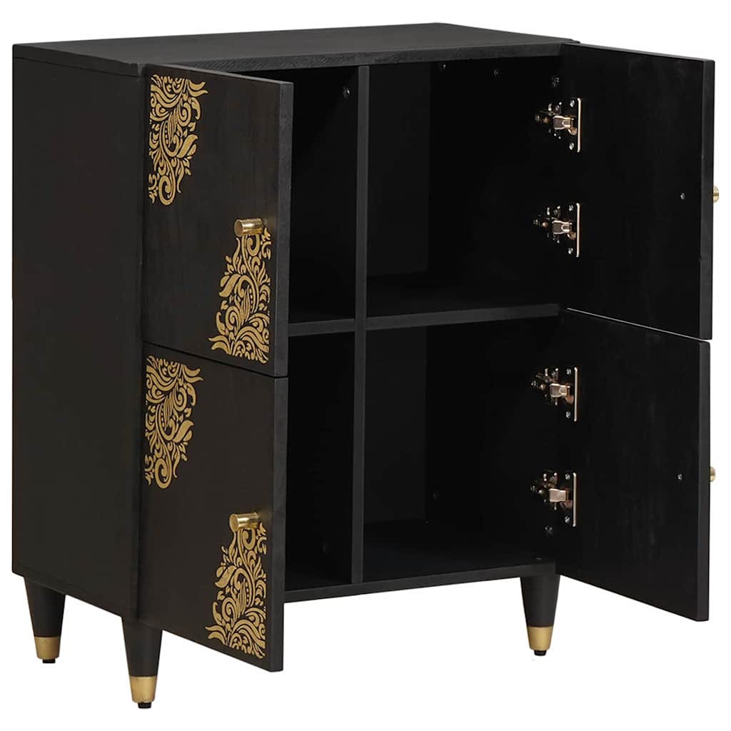 vidaXL Sideboard with Shelf Black 60 x 33 x 75 cm Solid Mango Wood