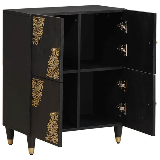 vidaXL Sideboard with Shelf Black 60 x 33 x 75 cm Solid Mango Wood