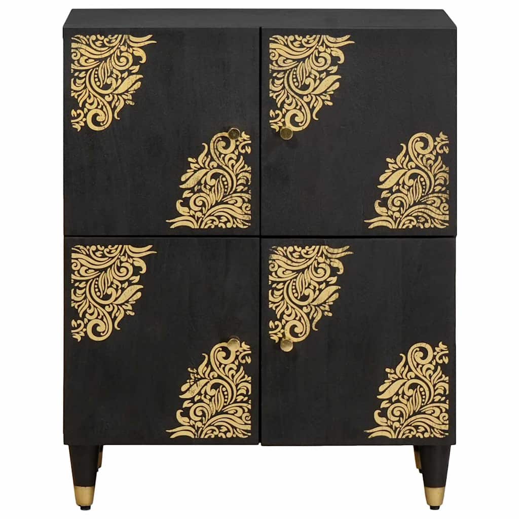 vidaXL Sideboard with Shelf Black 60 x 33 x 75 cm Solid Mango Wood
