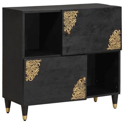 vidaXL Sideboard with Shelf Black 80 x 33 x 75 cm Solid Mango Wood