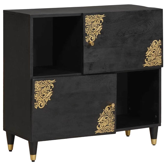 vidaXL Sideboard with Shelf Black 80 x 33 x 75 cm Solid Mango Wood