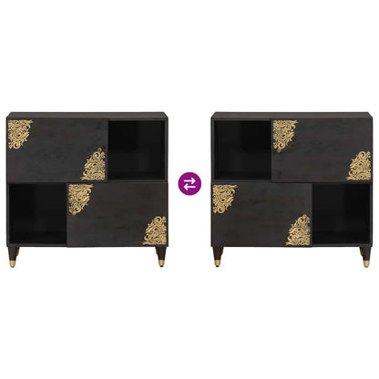 vidaXL Sideboard with Shelf Black 80 x 33 x 75 cm Solid Mango Wood