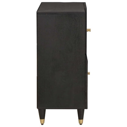 vidaXL Sideboard with Shelf Black 80 x 33 x 75 cm Solid Mango Wood