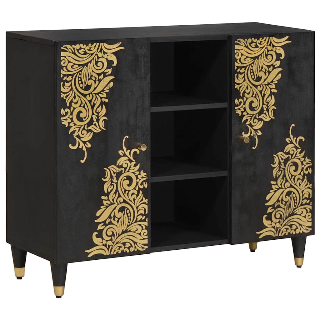 vidaXL Sideboard with Shelf Black 90 x 33 x 75 cm Solid Mango Wood