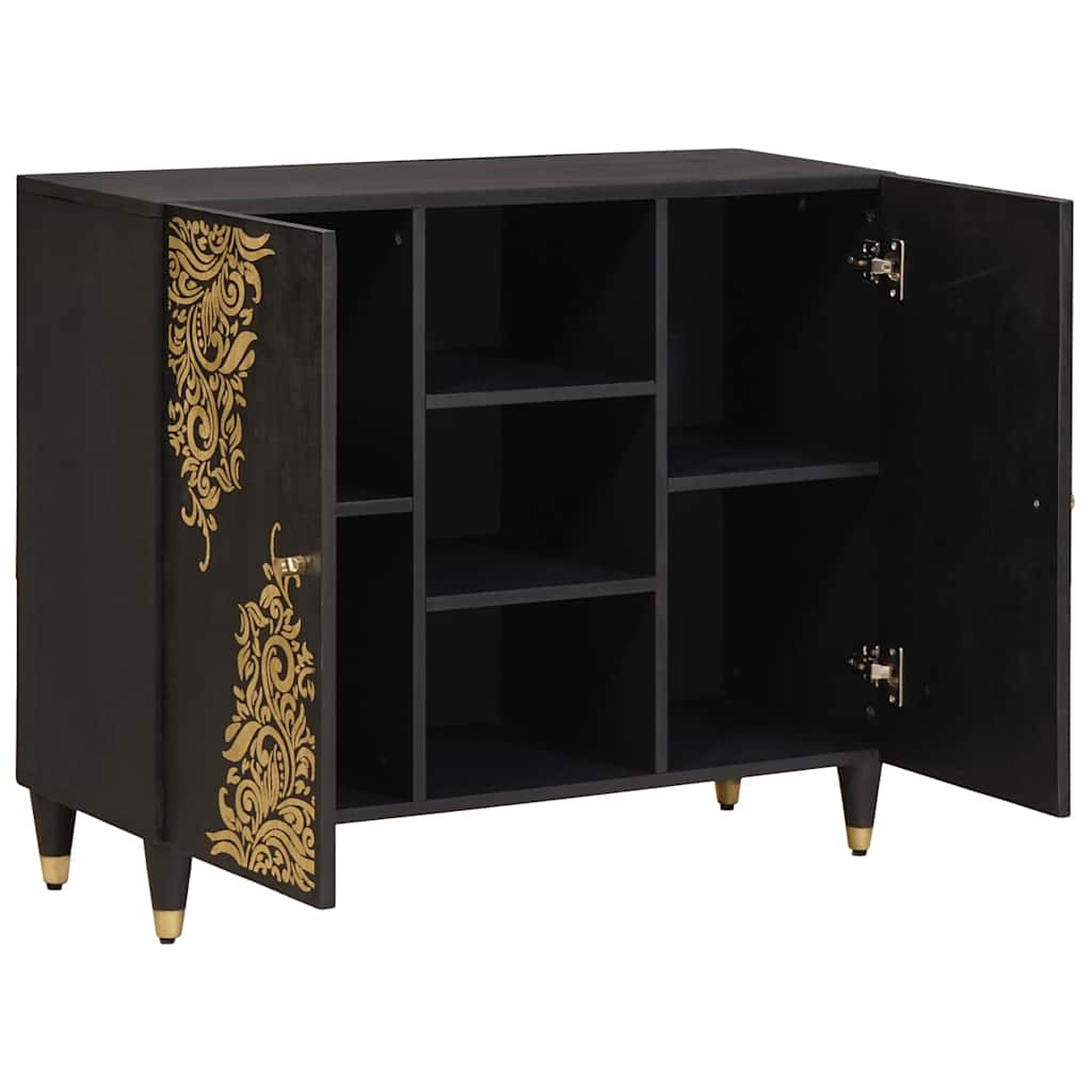 vidaXL Sideboard with Shelf Black 90 x 33 x 75 cm Solid Mango Wood