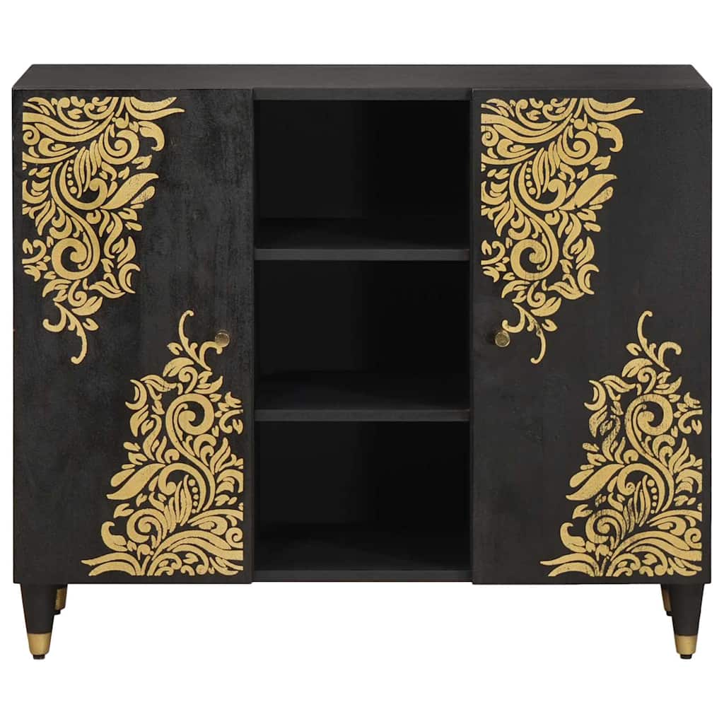 vidaXL Sideboard with Shelf Black 90 x 33 x 75 cm Solid Mango Wood