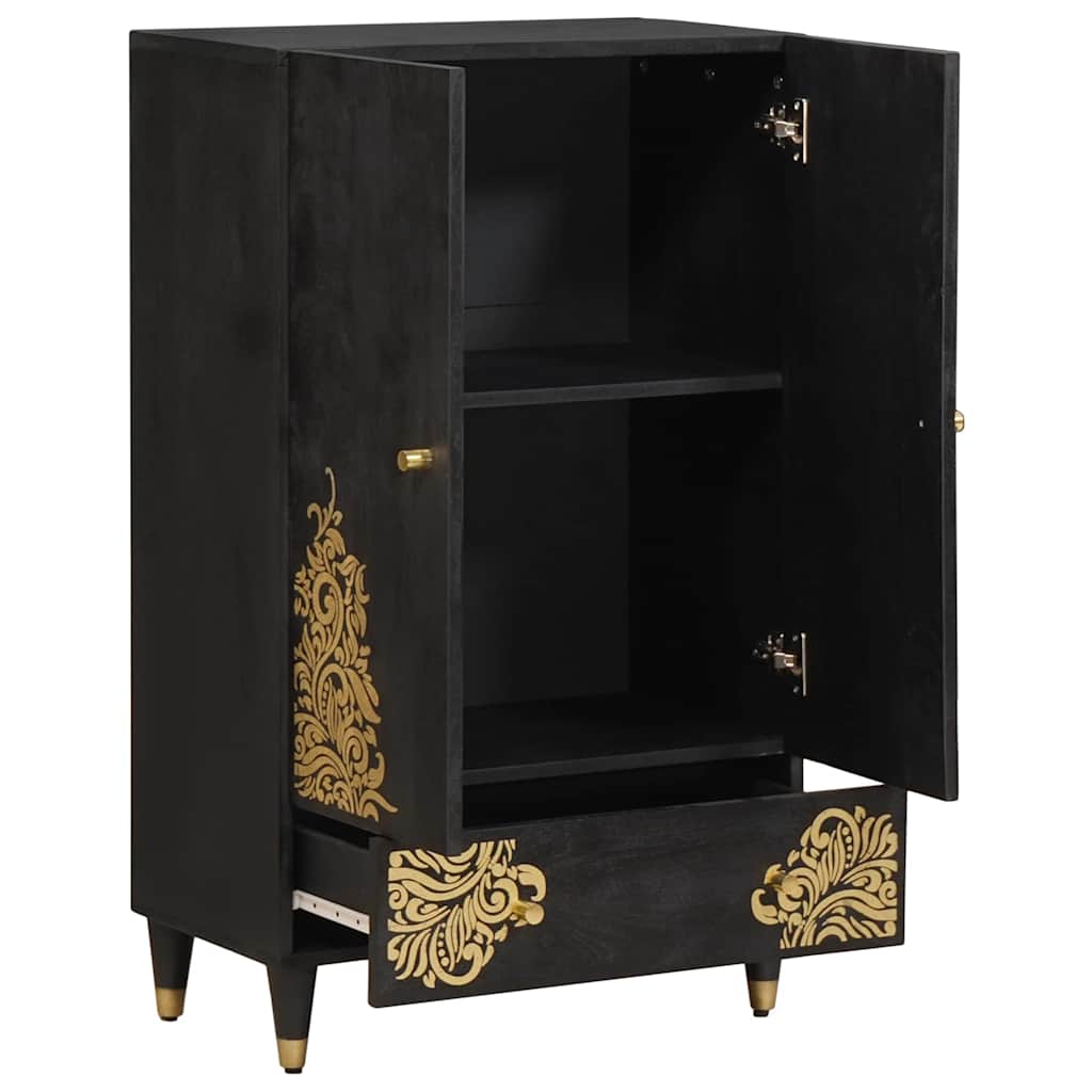 vidaXL Highboard Black 60 x 33 x 100 cm Solid Mango Wood