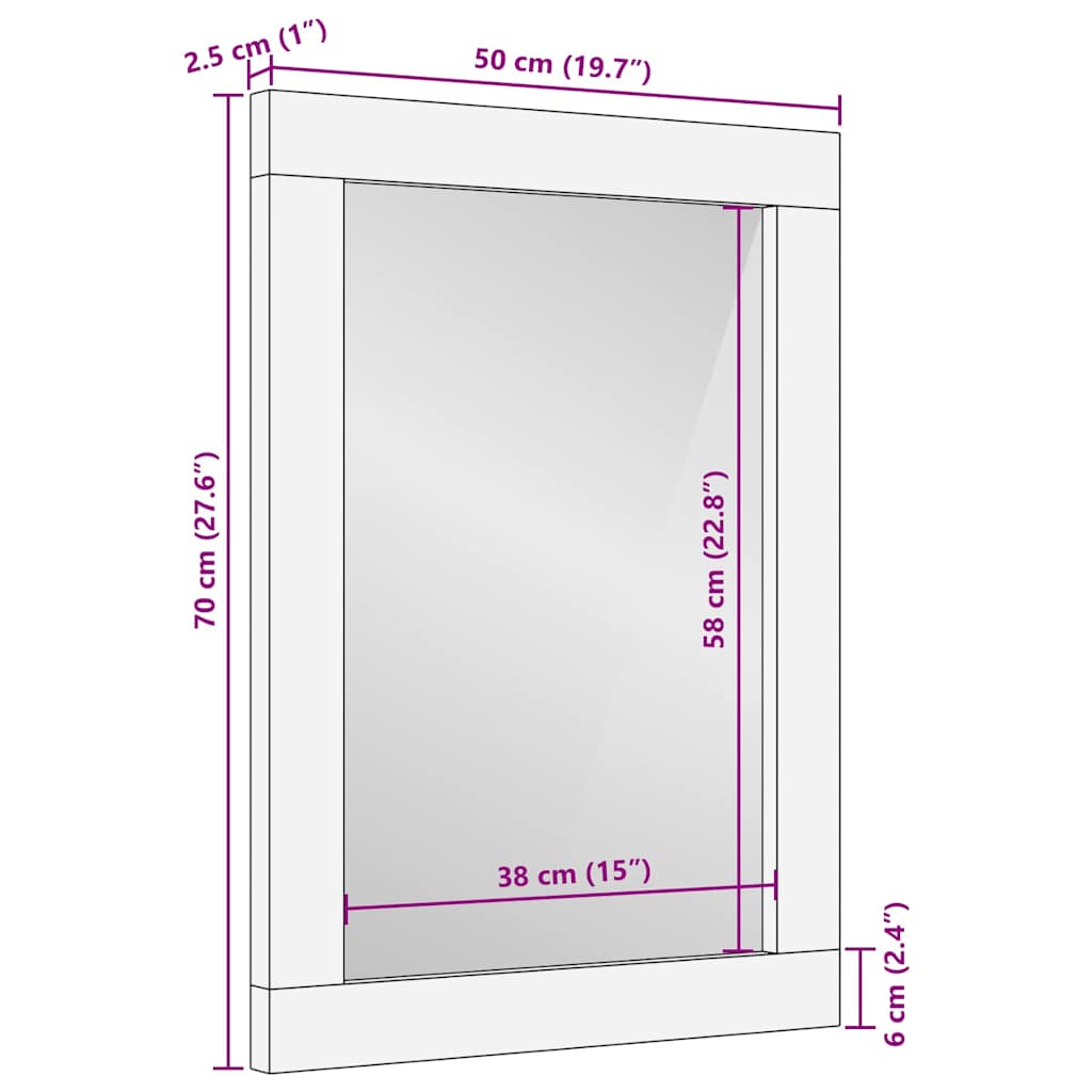 vidaXL Bathroom Mirror with Mirror Black and Silver 70 x 50 x 2.5 cm