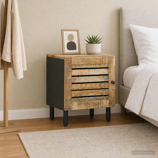 vidaXL Bedside Table Natural 40 x 33 x 46 cm Solid Mango Wood