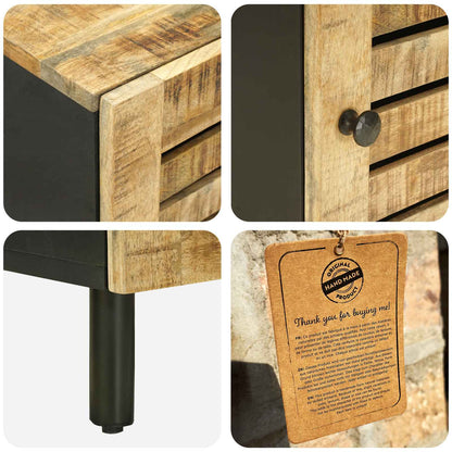 vidaXL Bedside Table 2 pcs Natural 40 x 33 x 46 cm Solid Mango Wood