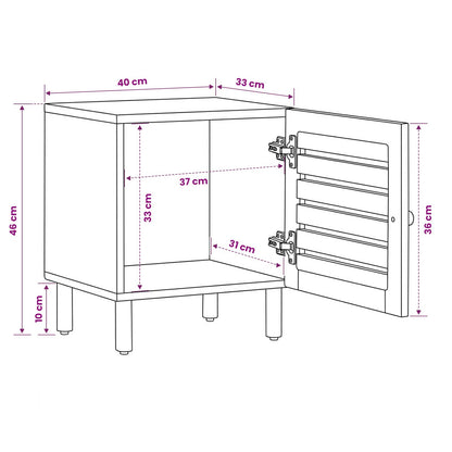 vidaXL Bedside Table 2 pcs Natural 40 x 33 x 46 cm Solid Mango Wood