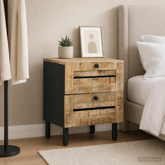 vidaXL Bedside Table Natural 40 x 33 x 46 cm Solid Mango Wood